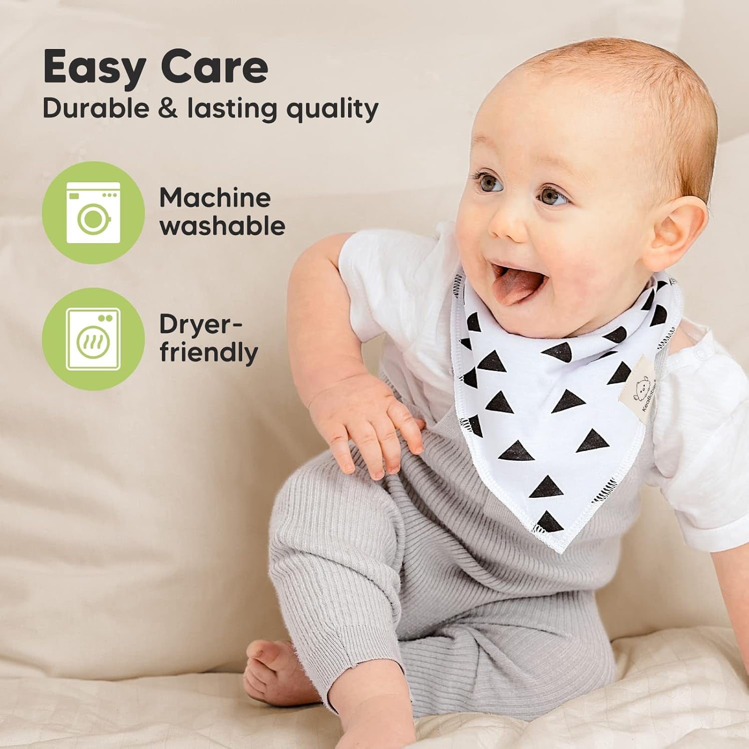 8-Pack Organic Baby Bandana Bibs for Boys, Girls - Super Absorbent Triangle Baby Bibs for Drooling and Teething Infant, 100% Cotton Extra Soft for Newborn, Infant 0-36 Months (Grayscape)