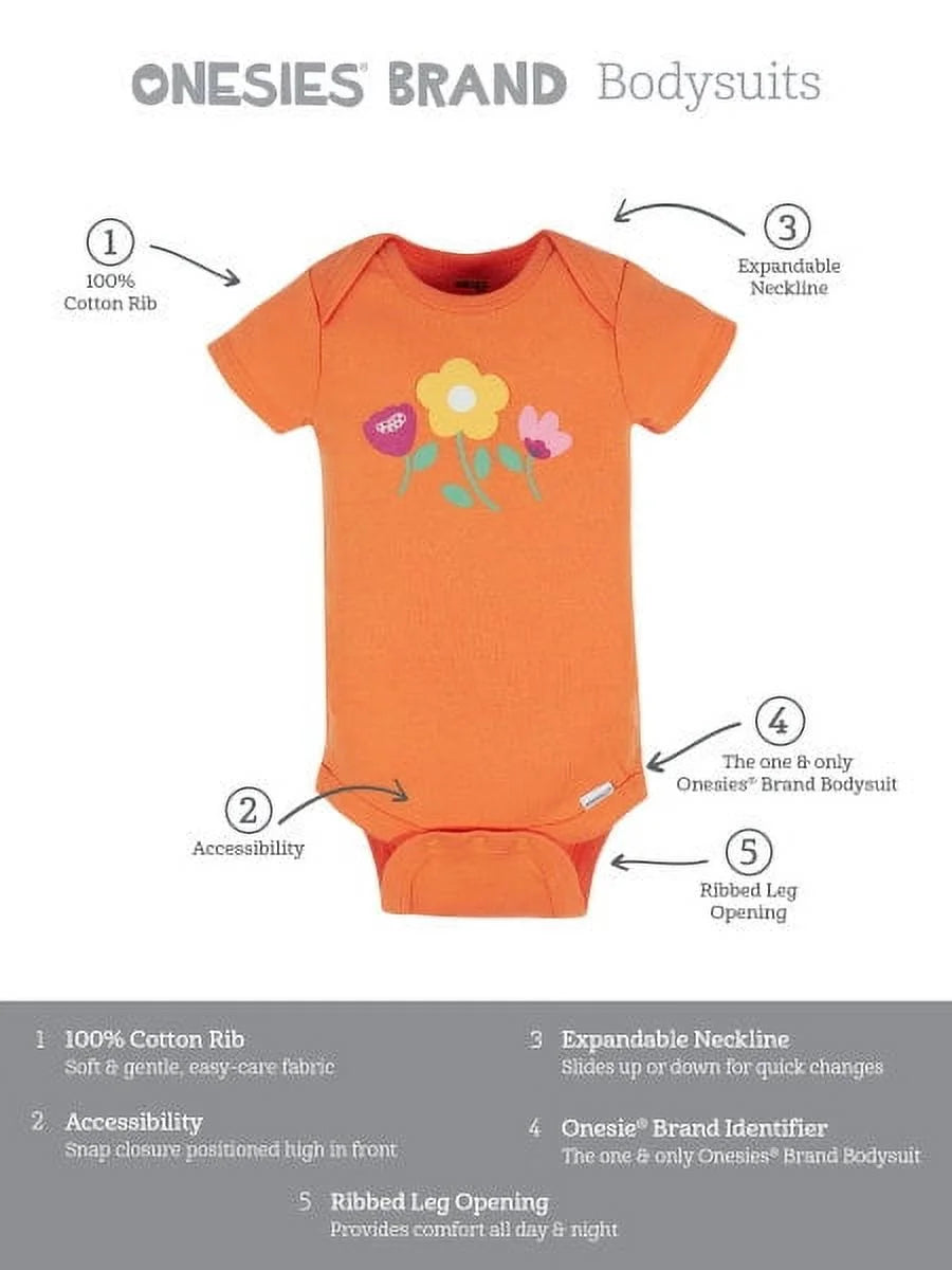 Brand Baby Girl Bodysuits, 8-Pack, Sizes Newborn - 12 Months