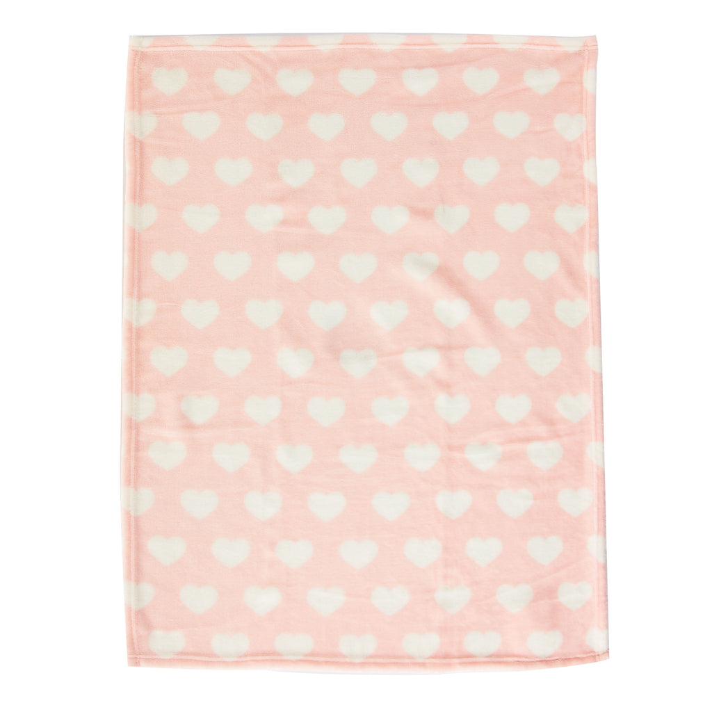 Baby & Toddler Pink & White Hearts Blanket and Plush Bunny Toy Set for Baby, Unisex