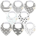 8-Pack Organic Baby Bandana Bibs for Boys, Girls - Super Absorbent Triangle Baby Bibs for Drooling and Teething Infant, 100% Cotton Extra Soft for Newborn, Infant 0-36 Months (Grayscape)