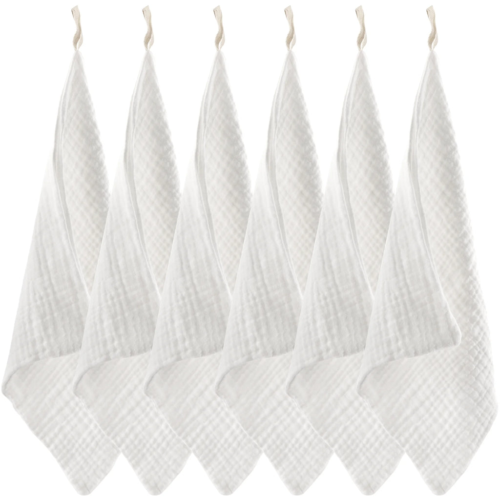 6 Pack Muslin Burp Cloths 10" X 10" ,100% Cotton Baby Washcloths, Extra Soft and Absorbent,Newborn Milk Spit up Rags for Boys Girls