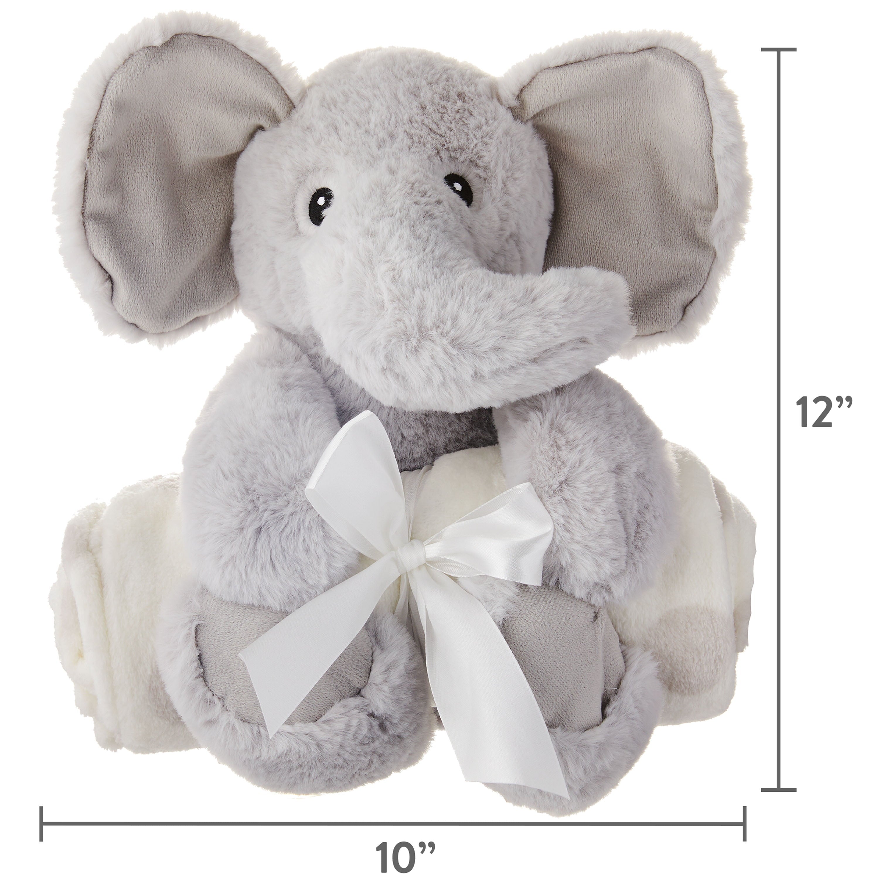 Baby & Toddler White & Gray Dots Blanket and Plush Elephant Toy Set for Baby, Unisex