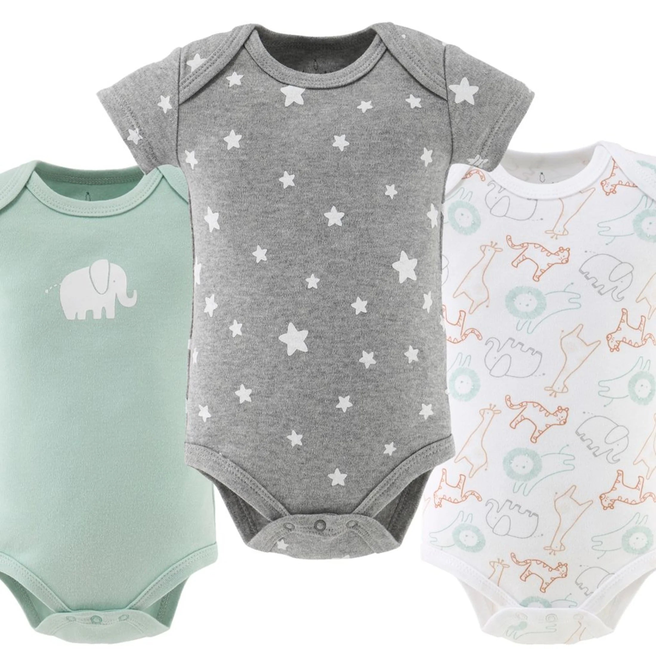 Baby Bodysuit Pack with Safari Design, Unisex Baby Clothes for Newborns, 4-Pack