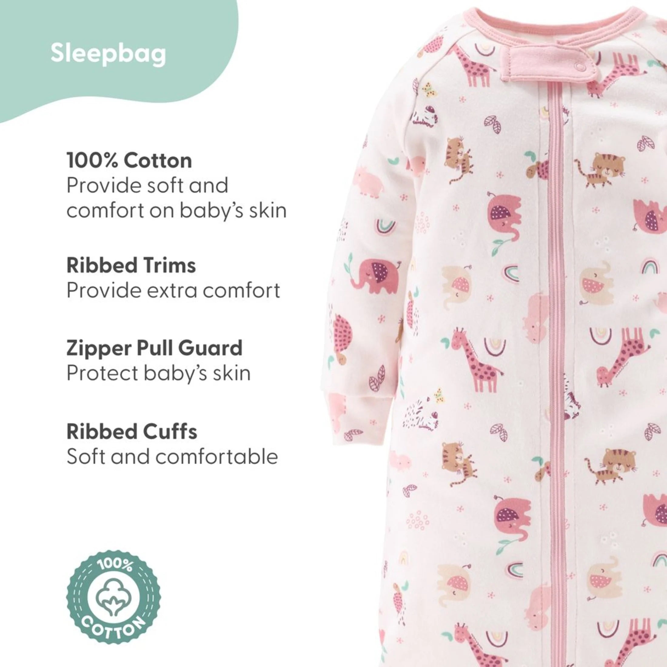 Newborn Layette Gift Set for Baby Girls, 23 Essential Pieces, Pink Rainbow Safari Animals, 0-3 Months