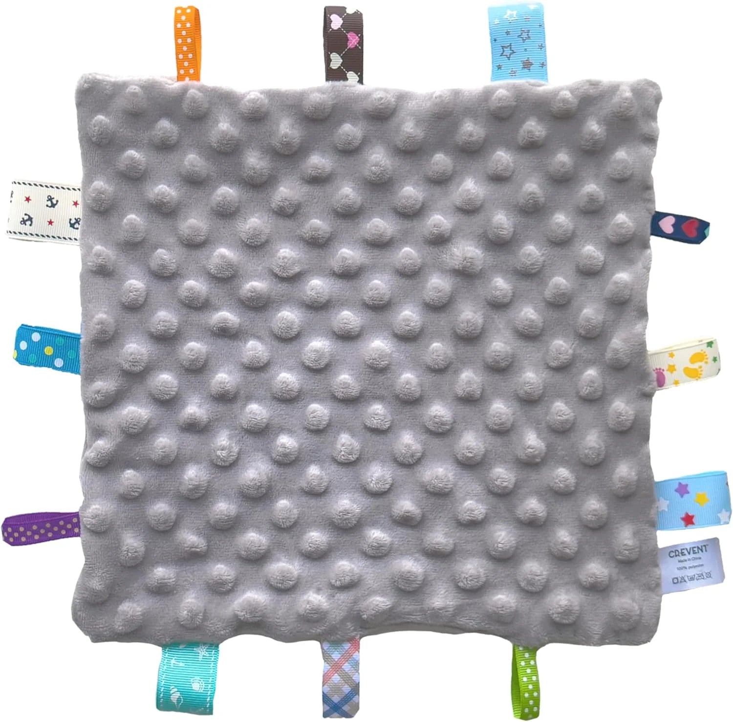 Baby Gift Set Storage Basket with Baby Blanket,Security Blanket,Taggie,Gift Bag with Ribbon,Grey,Unisex,4Items