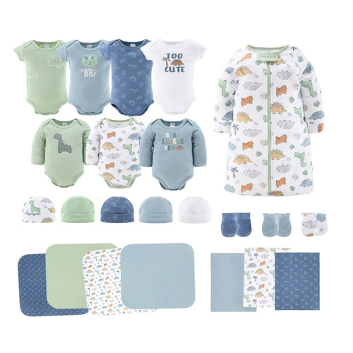 Newborn Layette Gift Set for Baby Boys or Baby Girls, 23 Essential Pieces, Dino, 0-3 Months