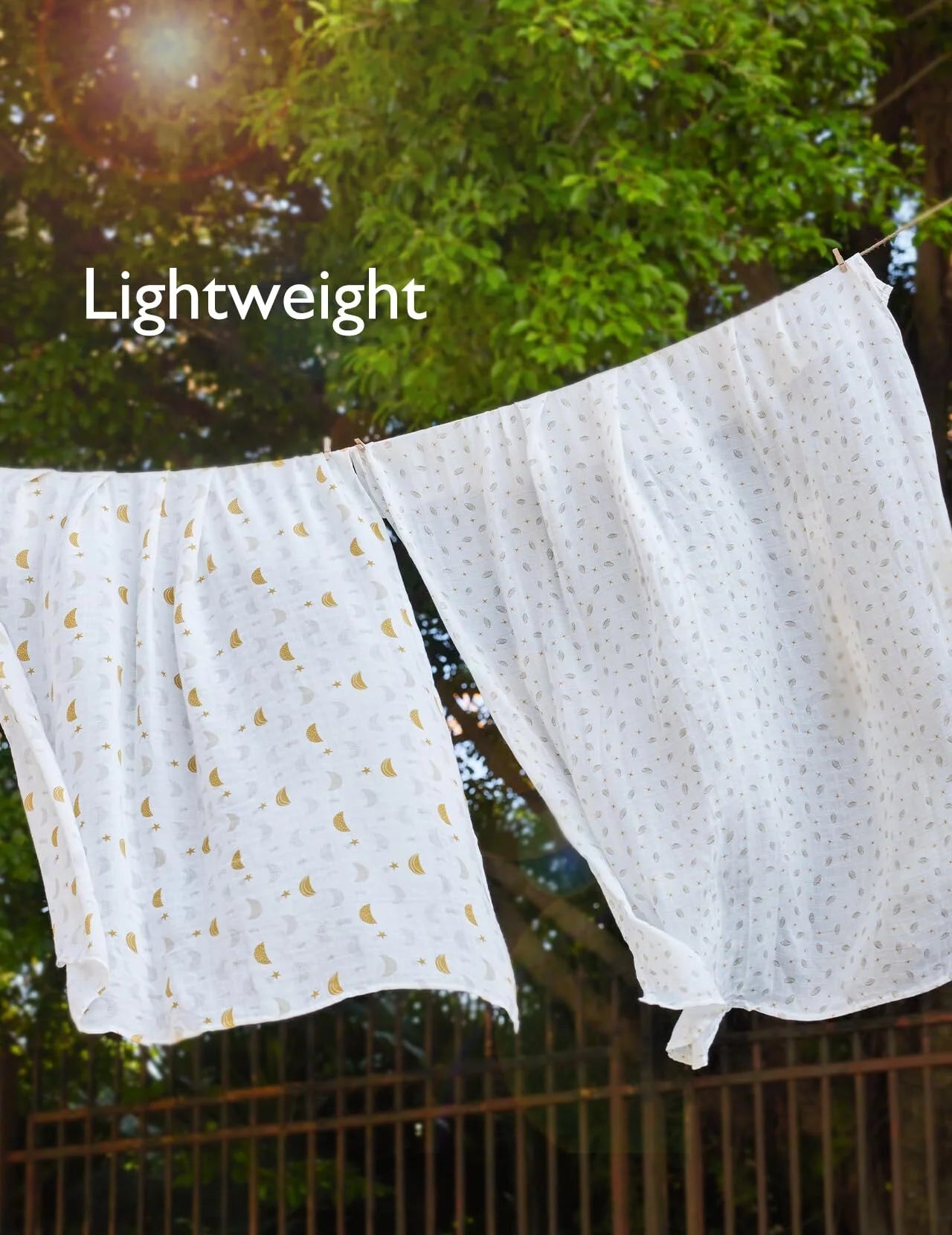 Muslin Swaddle Blankets, 4 Pack, Breathable 2-Layer Gauze Large 47'' X 47'' Baby Swaddling Receiving Blanket Wraps for Newborn Boys Girls, Star