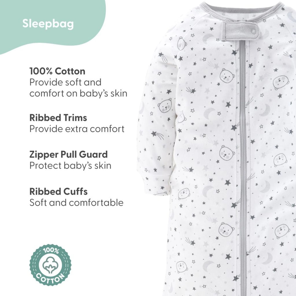 Newborn Baby Layette Gift Set for Baby Boys and Girls, Shower Gift Essentials, Grey and White Celestial Bears