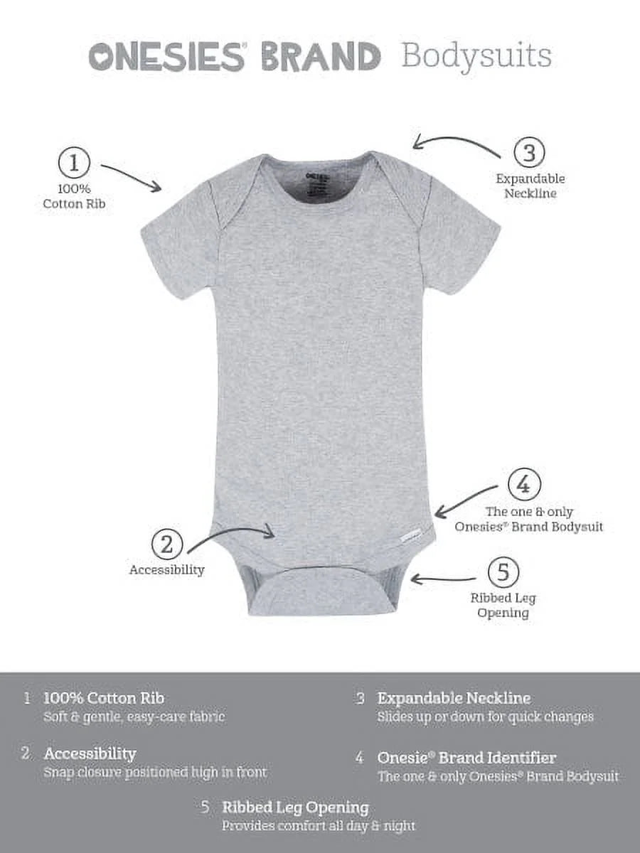 Brand Baby Neutral Bodysuits, 8-Pack, Sizes Newborn - 12 Months