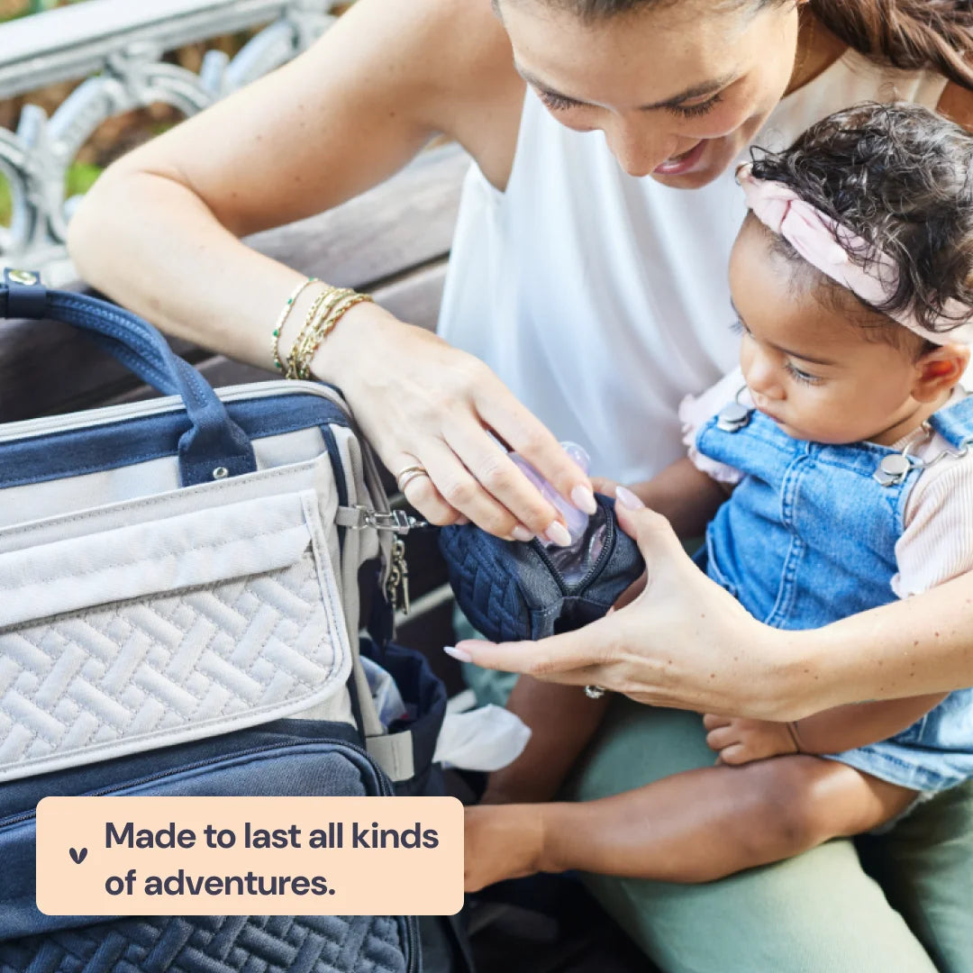 Baby Diaper Bag Backpack – Large Capacity Waterproof Nappy Organizer with Insulated Pockets, Polyester, Light Gray